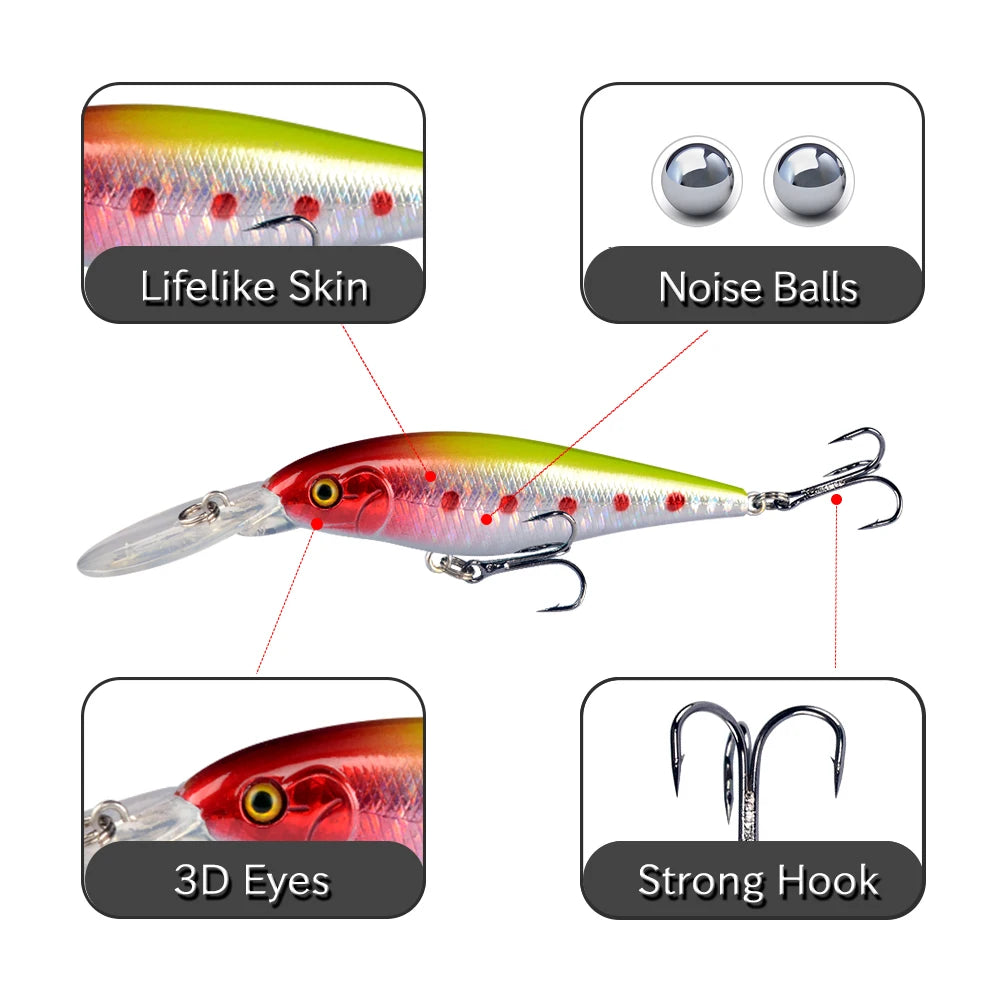 LINGYUE Crankbait Fishing lure Bass, Pike Bait 10+ variants 11cm/10.5g Jerkbait Deep Swim Artificial lure