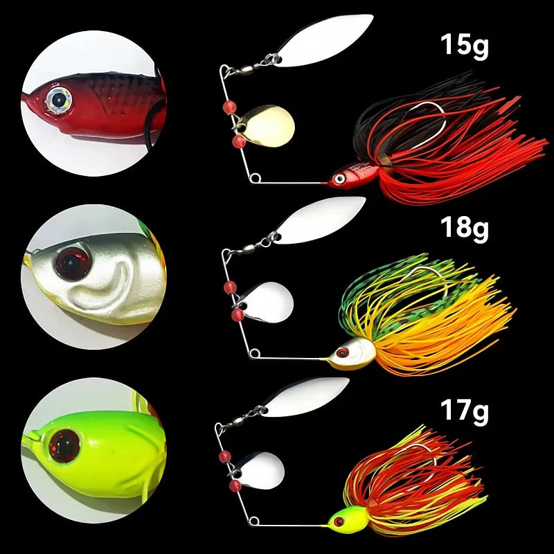 Bazooka Spinnerbait 30+ colors/ variants  13g 18g Fishing Lure, Metal Buzzbait Swimbait For Bass, Pike